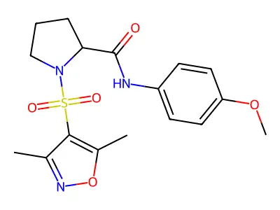 1-[(3,5-dimethyl-1,2-oxazol-4-yl)sulfonyl]-N-(4-methoxyphenyl)prolinamide structure