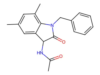 N-(1-benzyl-5,7-dimethyl-2-oxo-2,3-dihydro-1H-indol-3-yl)acetamide structure