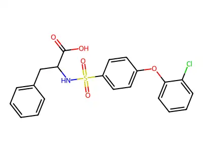 (2S)-2-[[4-(2-chlorophenoxy)phenyl]sulfonylamino]-3-phenylpropanoic acid structure