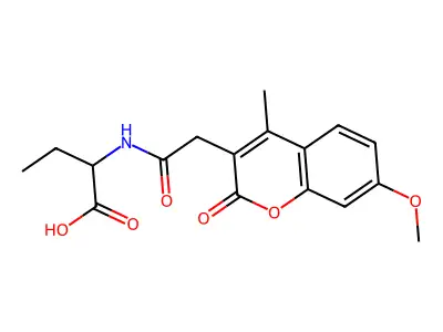 2-{[(7-methoxy-4-methyl-2-oxo-2H-chromen-3-yl)acetyl]amino}butanoic acid structure