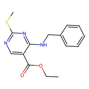 Ethyl 4-(benzylamino)-2-(methylthio)pyrimidine-5-carboxylate structure