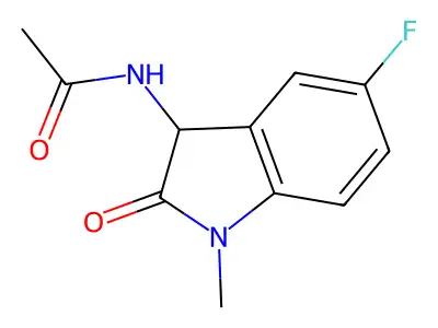 N-(5-fluoro-1-methyl-2-oxoindolin-3-yl)acetamide structure