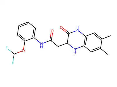 N-[2-(difluoromethoxy)phenyl]-2-(6,7-dimethyl-3-oxo-1,2,3,4-tetrahydroquinoxalin-2-yl)acetamide structure
