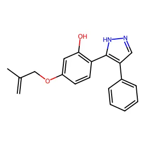 5-((2-methylallyl)oxy)-2-(4-phenyl-1H-pyrazol-3-yl)phenol structure