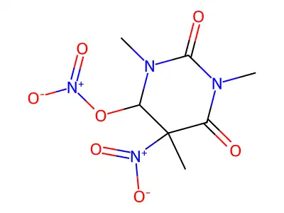 1,3,5-Trimethyl-5-nitro-2,6-dioxohexahydropyrimidin-4-yl nitrate structure