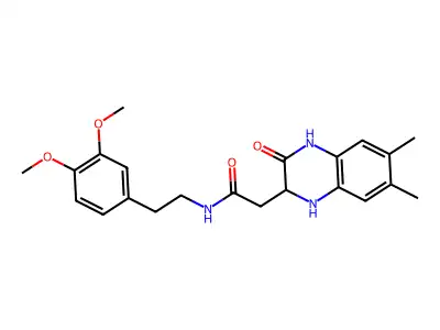 N-[2-(3,4-dimethoxyphenyl)ethyl]-2-(6,7-dimethyl-3-oxo-1,2,3,4-tetrahydroquinoxalin-2-yl)acetamide structure