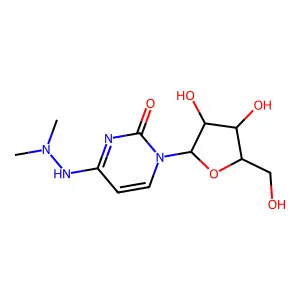 2(1H)-Pyrimidinone, 4-(2,2-dimethylhydrazino)-1-(beta-D-ribofuranosyl)- structure