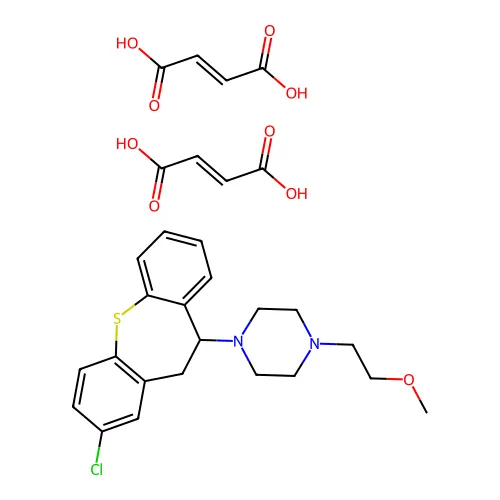 双((E)-丁-2-烯二酸);1-(3-氯-5,6-二氢苯并[b][1]苯并噻庚因-6-基)-4-(2-甲氧基乙基)哌嗪 structure