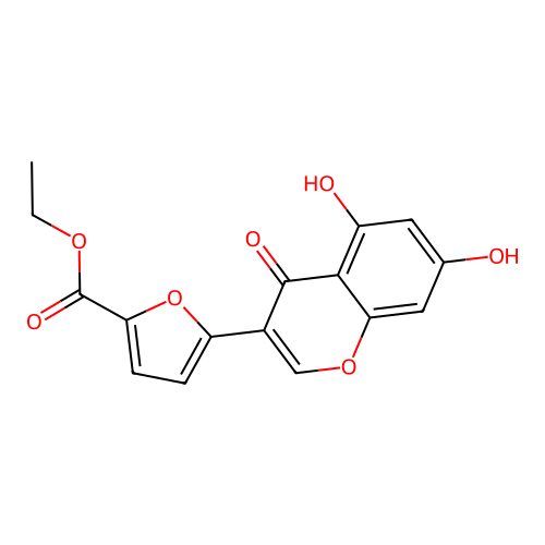 ethyl 5-(5,7-dihydroxy-4-oxo-4H-chromen-3-yl)furan-2-carboxylate structure