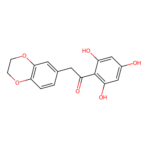 2-(2,3-Dihydro-1,4-benzodioxin-6-yl)-1-(2,4,6-trihydroxyphenyl)ethanone structure