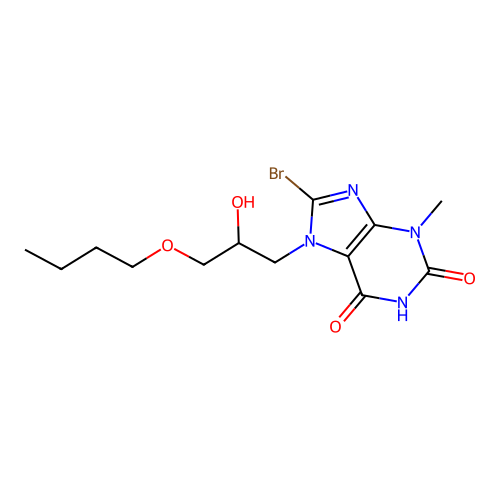 8-bromo-7-(3-butoxy-2-hydroxypropyl)-3-methyl-3,7-dihydro-1H-purine-2,6-dione structure