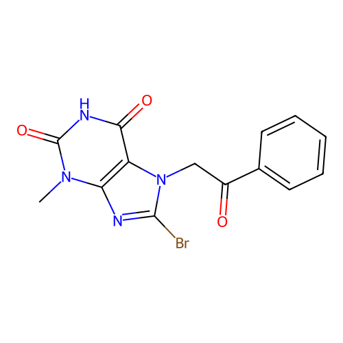 8-bromo-3-methyl-7-(2-oxo-2-phenylethyl)-1H-purine-2,6(3H,7H)-dione structure