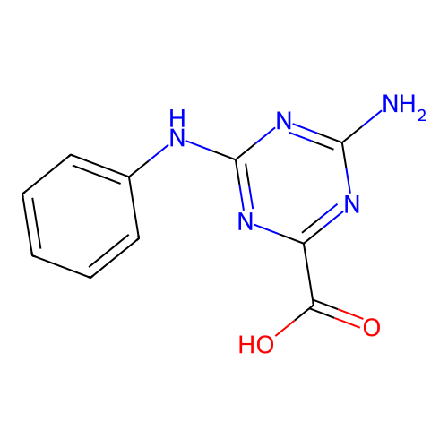 4-Amino-6-anilino-1,3,5-triazine-2-carboxylic acid structure