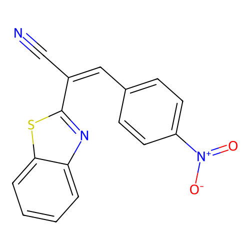 (2Z)-2-(1,3-benzothiazol-2-yl)-3-(4-nitrophenyl)prop-2-enenitrile structure