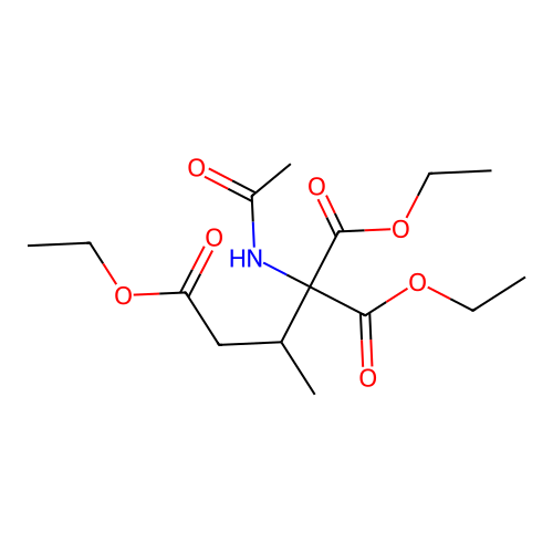 Diethyl 2-acetamido-2-(2-(ethoxycarbonyl)-1-methylethyl)malonate structure