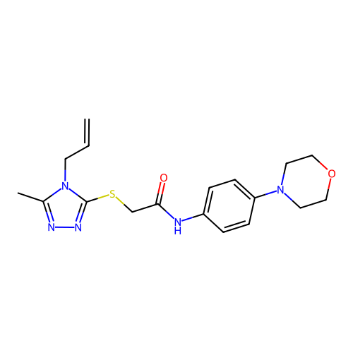 2-[(5-methyl-4-prop-2-enyl-1,2,4-triazol-3-yl)sulfanyl]-N-(4-morpholin-4-ylphenyl)acetamide structure