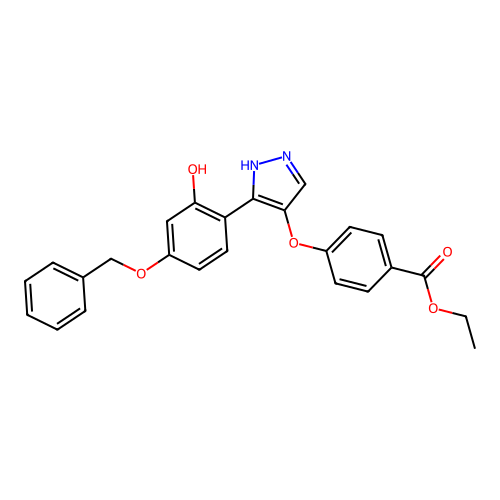 ethyl 4-({5-[4-(benzyloxy)-2-hydroxyphenyl]-1H-pyrazol-4-yl}oxy)benzoate structure