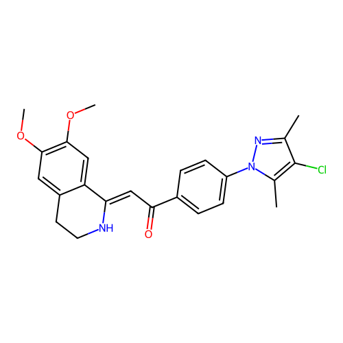 (Z)-1-(4-(4-chloro-3,5-dimethyl-1H-pyrazol-1-yl)phenyl)-2-(6,7-dimethoxy-3,4-dihydroisoquinolin-1(2H)-ylidene)ethanone structure