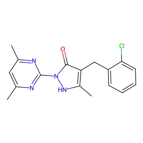 4-(2-chlorobenzyl)-1-(4,6-dimethylpyrimidin-2-yl)-3-methyl-1H-pyrazol-5-ol structure