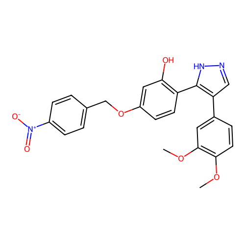 2-[4-(3,4-dimethoxyphenyl)-1H-pyrazol-3-yl]-5-[(4-nitrobenzyl)oxy]phenol structure