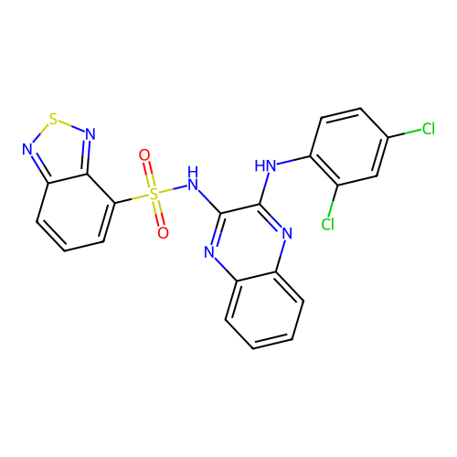 N-(3-((2,4-dichlorophenyl)amino)quinoxalin-2-yl)benzo[c][1,2,5]thiadiazole-4-sulfonamide structure