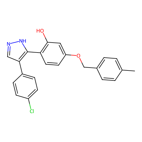 2-[4-(4-chlorophenyl)-1H-pyrazol-5-yl]-5-[(4-methylbenzyl)oxy]phenol structure