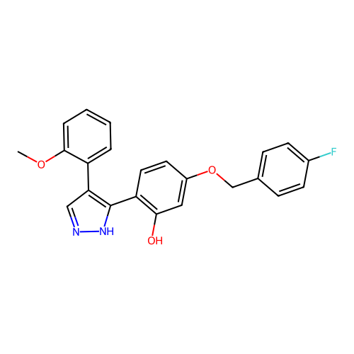 5-(4-Fluoro-benzyloxy)-2-[4-(2-methoxy-phenyl)-1H-pyrazol-3-yl]-phenol structure