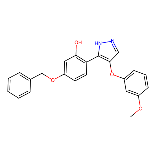 5-(benzyloxy)-2-[4-(3-methoxyphenoxy)-1H-pyrazol-3-yl]phenol structure