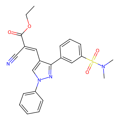 ethyl (E)-2-cyano-3-[3-[3-(dimethylsulfamoyl)phenyl]-1-phenylpyrazol-4-yl]prop-2-enoate structure