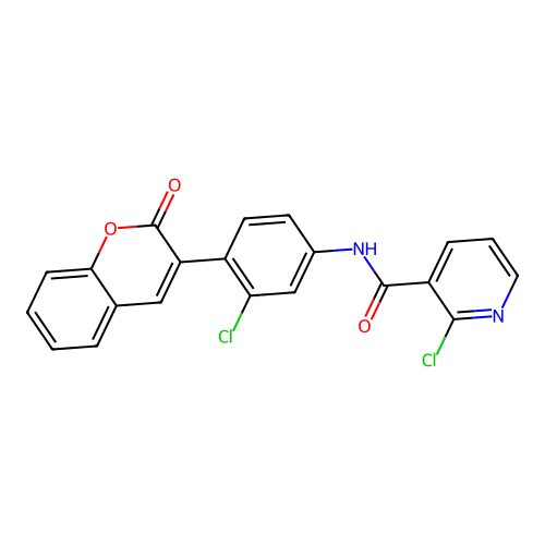 2-chloro-N-(3-chloro-4-(2-oxo-2H-chromen-3-yl)phenyl)nicotinamide structure