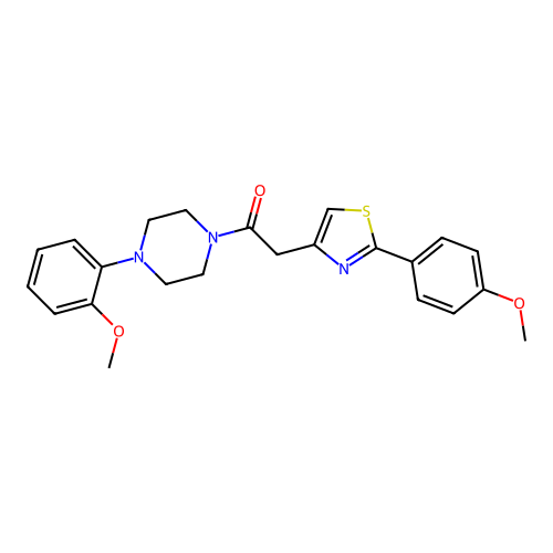 1-[4-(2-methoxyphenyl)piperazin-1-yl]-2-[2-(4-methoxyphenyl)-1,3-thiazol-4-yl]ethanone structure