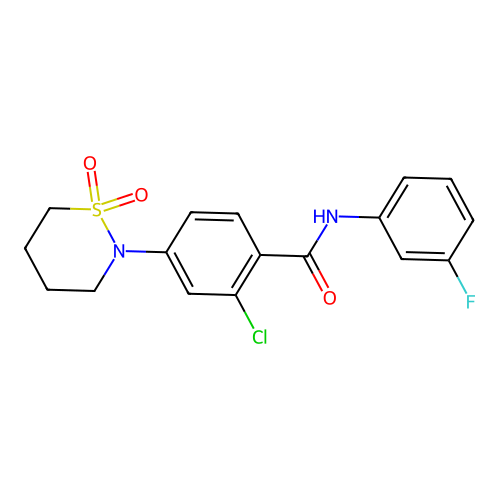 2-chloro-4-(1,1-dioxido-1,2-thiazinan-2-yl)-N-(3-fluorophenyl)benzamide structure