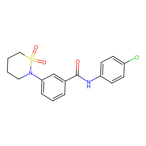 N-(4-chlorophenyl)-3-(1,1-dioxido-1,2-thiazinan-2-yl)benzamide structure