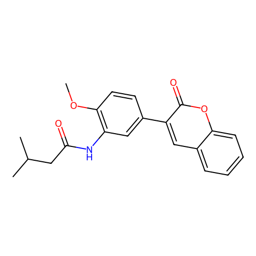 N-(2-methoxy-5-(2-oxo-2H-chromen-3-yl)phenyl)-3-methylbutanamide structure