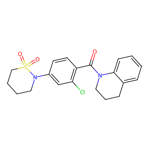 [2-chloro-4-(1,1-dioxothiazinan-2-yl)phenyl]-(3,4-dihydro-2H-quinolin-1-yl)methanone structure