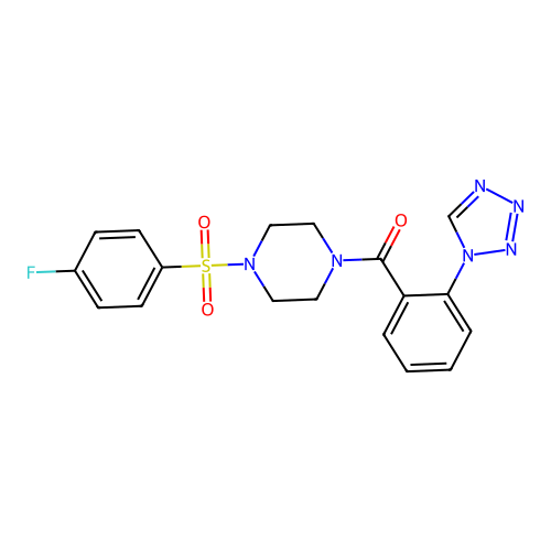 {4-[(4-fluorophenyl)sulfonyl]piperazin-1-yl}[2-(1H-tetrazol-1-yl)phenyl]methanone structure