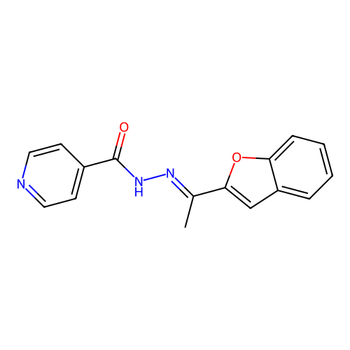N'-[1-(1-benzofuran-2-yl)ethylidene]isonicotinohydrazide structure
