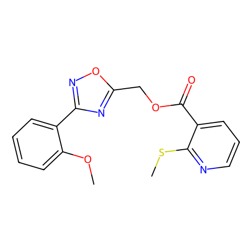 [3-(2-methoxyphenyl)-1,2,4-oxadiazol-5-yl]methyl 2-(methylsulfanyl)pyridine-3-carboxylate structure
