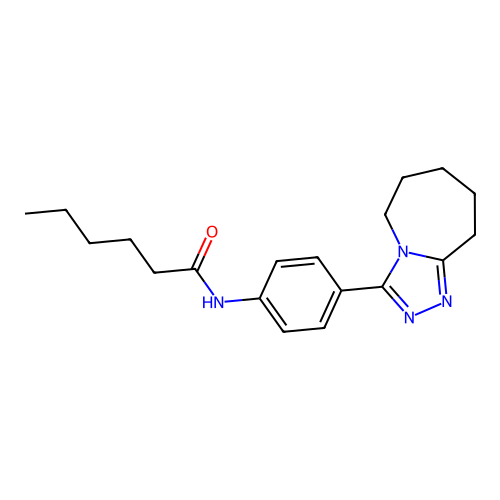 N-[4-(6,7,8,9-tetrahydro-5H-[1,2,4]triazolo[4,3-a]azepin-3-yl)phenyl]hexanamide structure