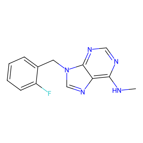 9-(2-fluorobenzyl)-6-(methylamino)-9H-purine structure