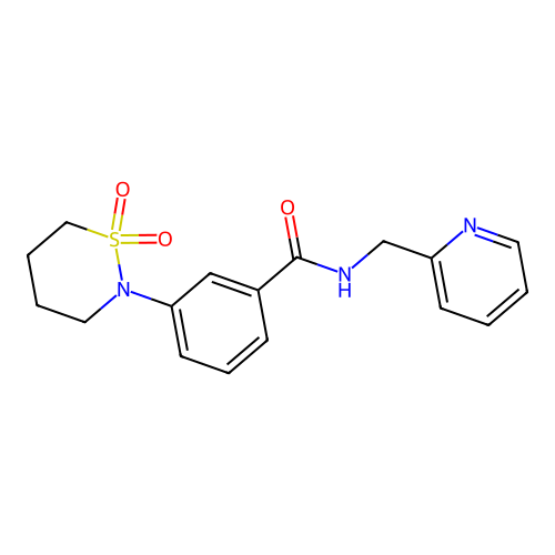 3-(1,1-dioxido-1,2-thiazinan-2-yl)-N-(pyridin-2-ylmethyl)benzamide structure