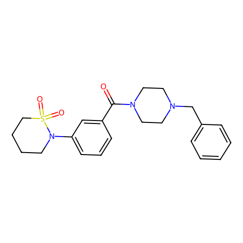 (4-Benzylpiperazin-1-yl)(3-(1,1-dioxido-1,2-thiazinan-2-yl)phenyl)methanone structure