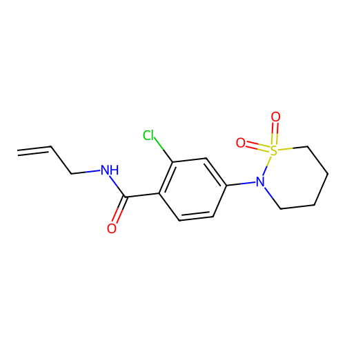 2-chloro-4-(1,1-dioxido-1,2-thiazinan-2-yl)-N-(prop-2-en-1-yl)benzamide structure