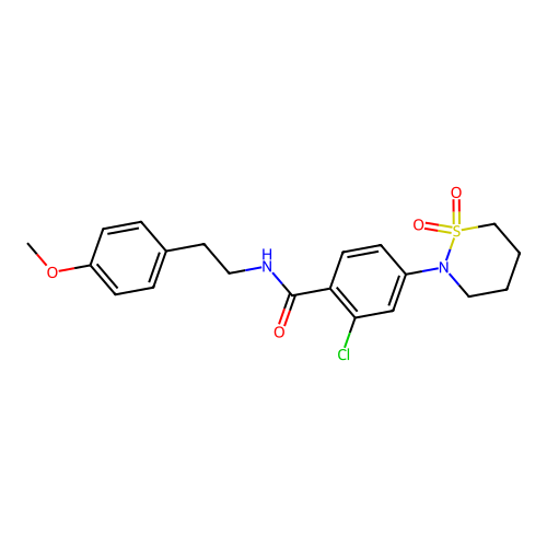 2-chloro-4-(1,1-dioxido-1,2-thiazinan-2-yl)-N-(4-methoxyphenethyl)benzamide structure
