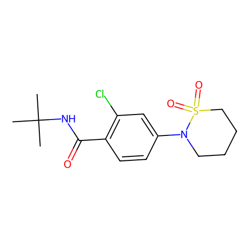 N-tert-butyl-2-chloro-4-(1,1-dioxido-1,2-thiazinan-2-yl)benzamide structure