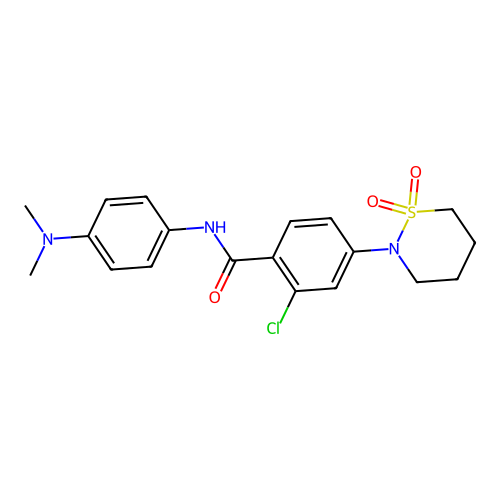 2-chloro-N-(4-(dimethylamino)phenyl)-4-(1,1-dioxido-1,2-thiazinan-2-yl)benzamide structure