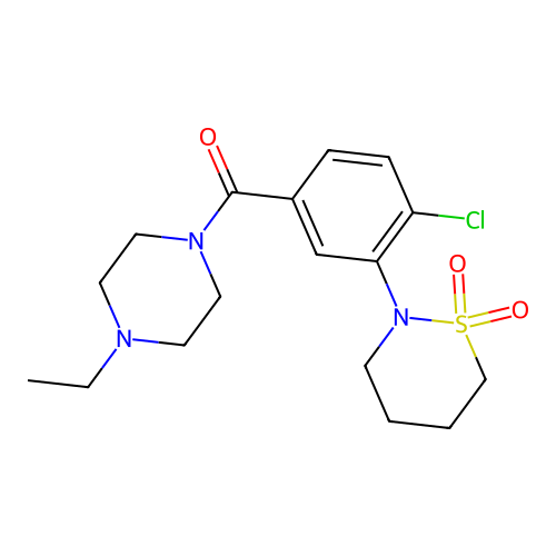 [4-chloro-3-(1,1-dioxothiazinan-2-yl)phenyl]-(4-ethylpiperazin-1-yl)methanone structure
