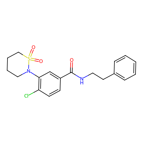 4-chloro-3-(1,1-dioxido-1,2-thiazinan-2-yl)-N-(2-phenylethyl)benzamide structure