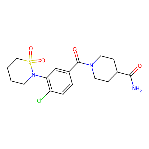 1-[4-chloro-3-(1,1-dioxothiazinan-2-yl)benzoyl]piperidine-4-carboxamide structure
