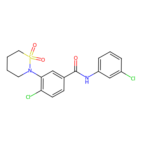 4-chloro-N-(3-chlorophenyl)-3-(1,1-dioxido-1,2-thiazinan-2-yl)benzamide structure